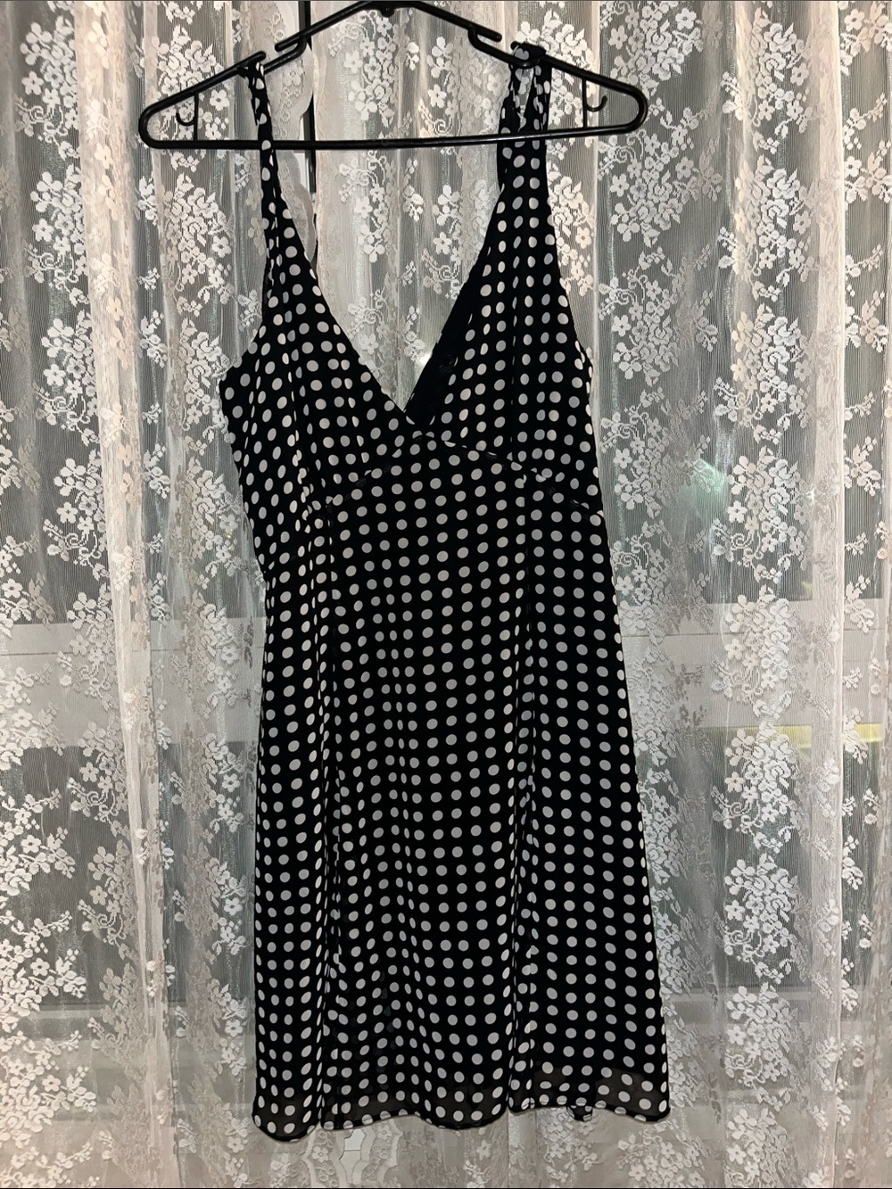 Abercrombie & Fitch Black Polka Dot V-Neck Mini Dress